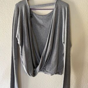 Gray Women’s Long-Sleeve Boatneck, Open Back Sweater